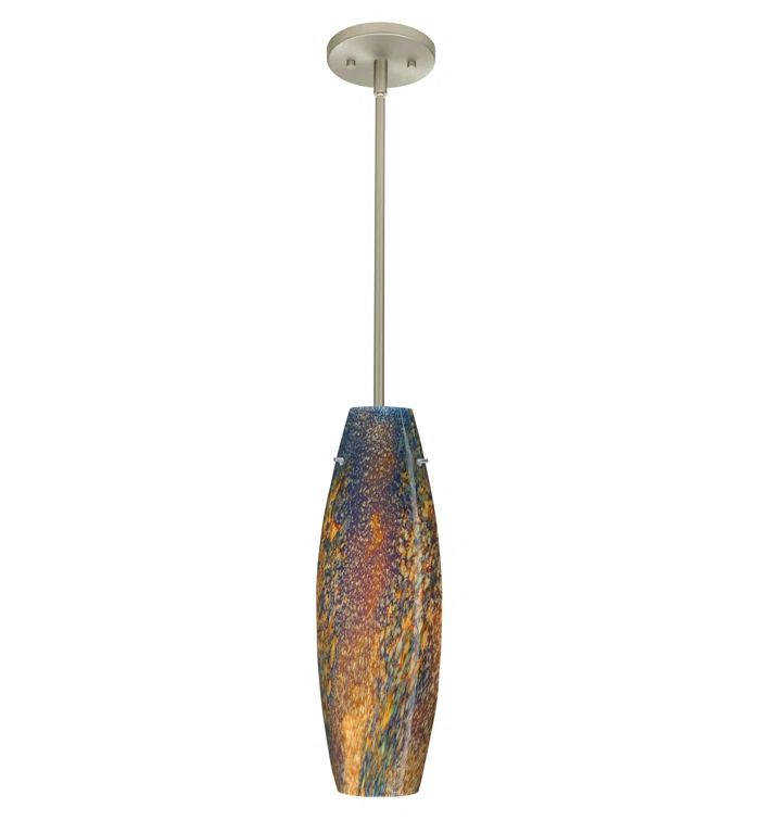 Suzi 18" Multicolor Carrera Glass Pendant Light with Satin Nickel Finish
