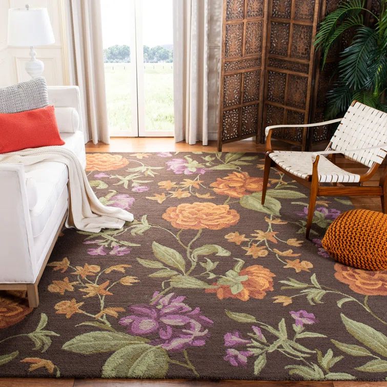 Black Tufted Handmade Wool Reversible Rug, 5' x 8'