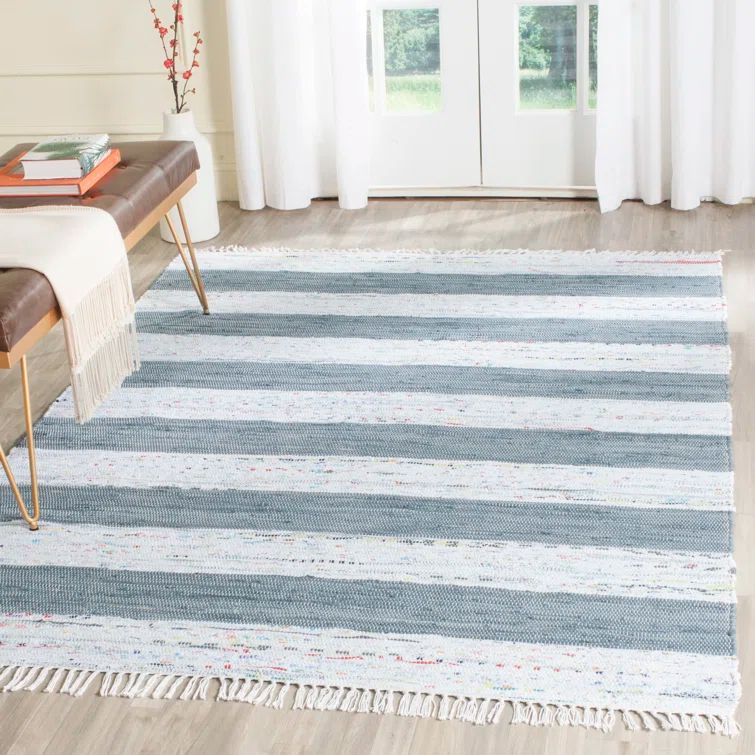 Montauk 8' x 10' Off-White and Gray Cotton Striped Rug