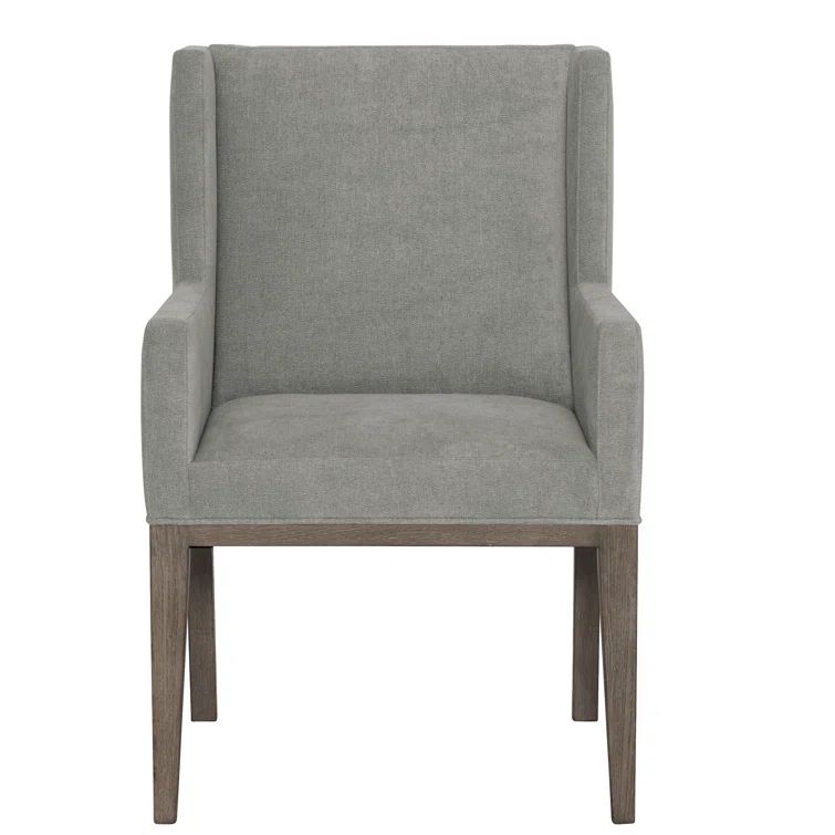 Cerused Charcoal Gray Upholstered Arm Chair with Wood Frame