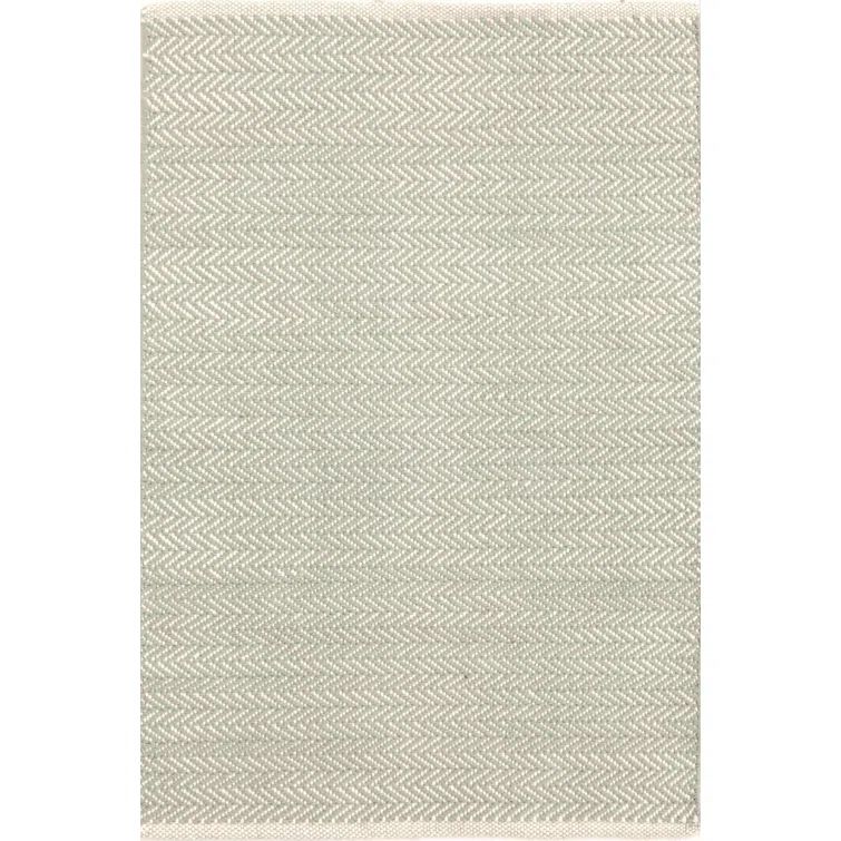 Ocean Blue Handwoven Cotton Herringbone Rug 2' x 3'