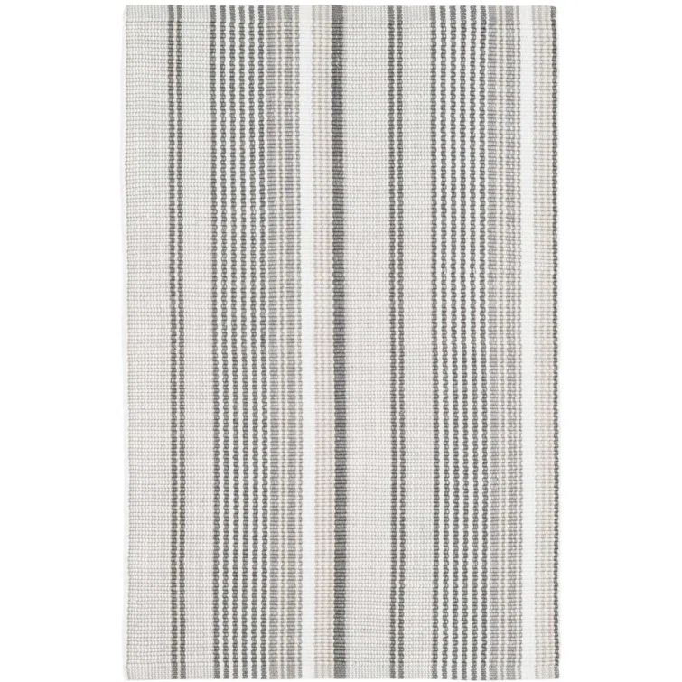 Handmade Garden Stripe Flatweave Cotton Rug 4' x 6' Gray/White