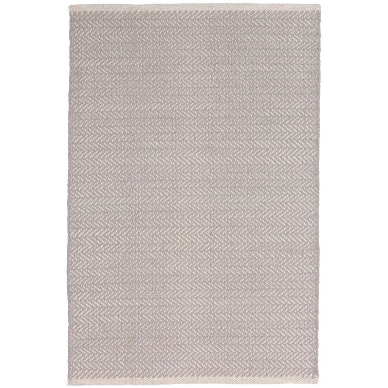 Dove Grey Herringbone Handwoven Cotton 2' x 3' Rug
