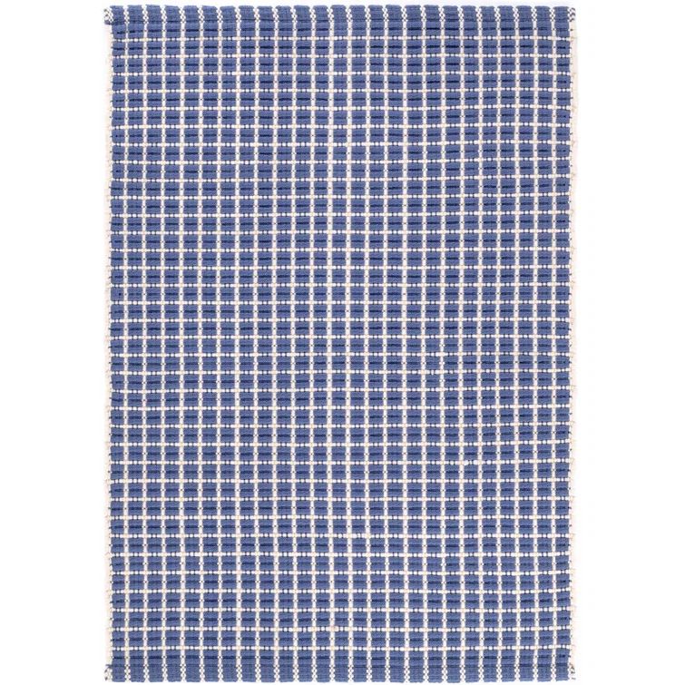 Navy and White Geometric Handwoven Synthetic Rug 2' x 3'