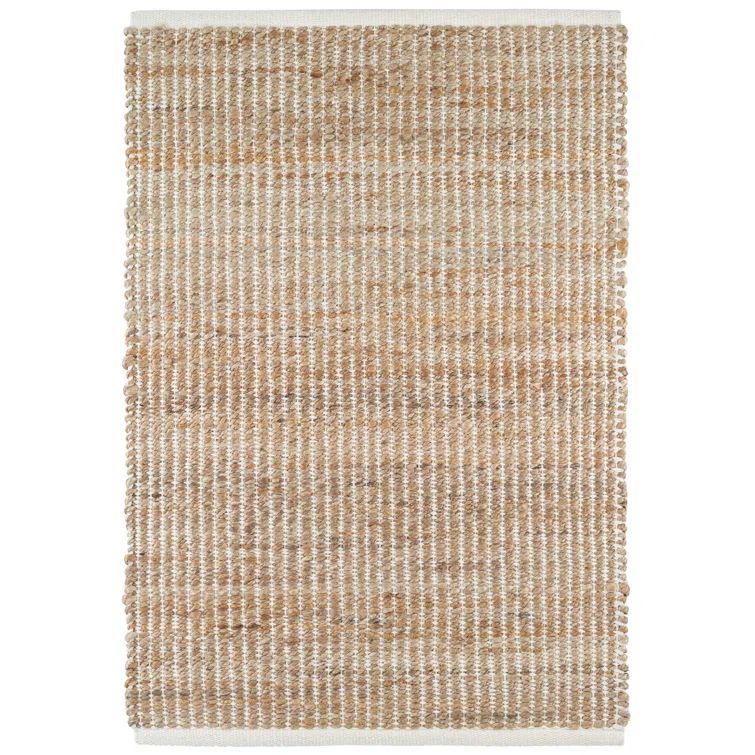 Ivory and Natural Handwoven Wool and Cotton Rug, 5' x 8'