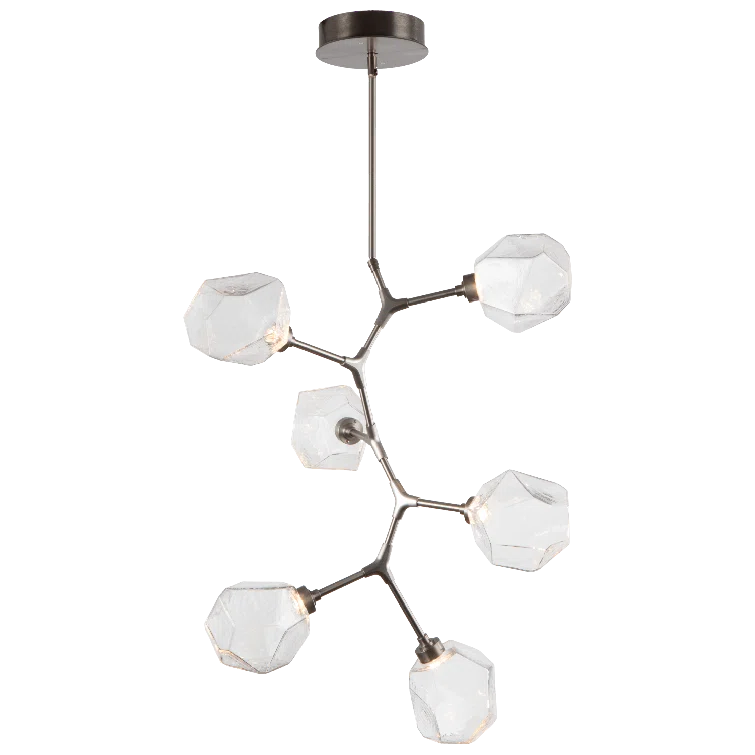 Matte Black Modern Vine LED Chandelier with Clear Glass Shades