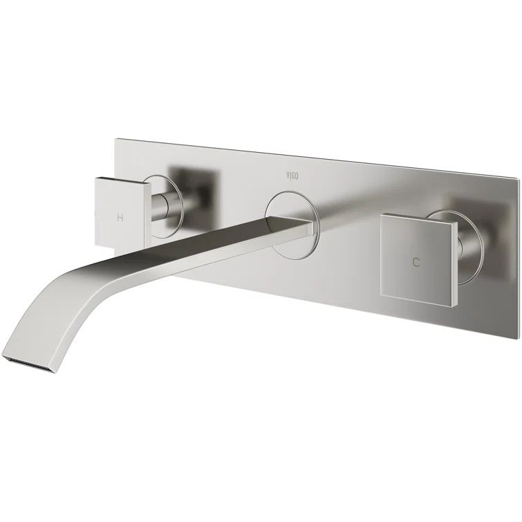 Modern Centerset 8" Wall Mounted Faucet in Black and Nickel