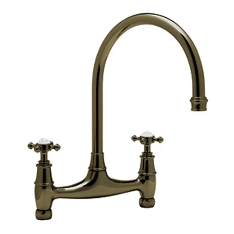 Classic Georgian 14" Polished Nickel Double Handle Kitchen Faucet