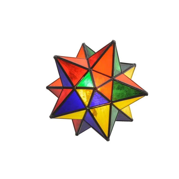 Bronze Moravian Star Pendant with Multicolor Glass Panes
