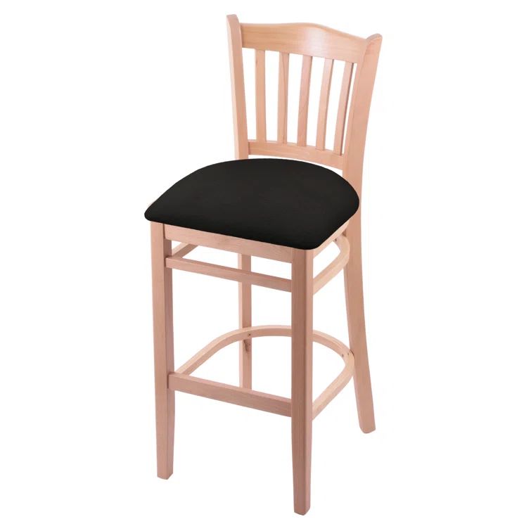 Hampton Series 30" Natural Finish Bar Stool with Canter Espresso Faux Leather Seat