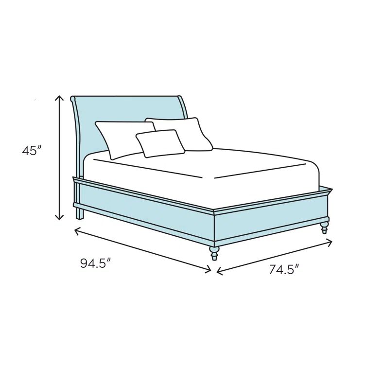 King Natural Cherry Solid Wood Platform Bed with Rectangular Headboard