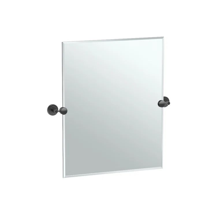 Latitude II 31.5" Matte Black Frameless Rectangular Vanity Mirror