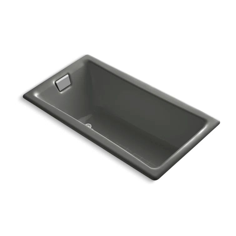 Thunder Grey Cast Iron Alcove Drop-In Soaking Bathtub