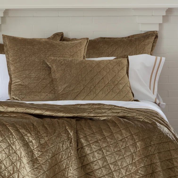 Straw Velvet Euro Square Accent Pillow with Feather Fill