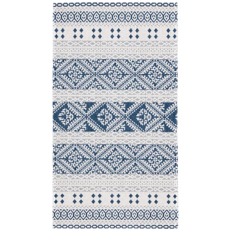 Augustine Navy and Creme Flat Woven Viscose Rug 34" x 5"