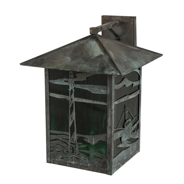 Verdigris Green Art Glass Nautical Sconce