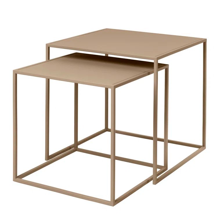 Nomad Square Powder-Coated Steel Nesting End Tables, Set of 2