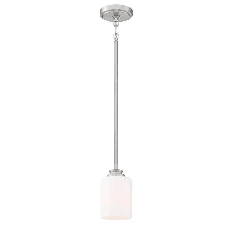 Brushed Nickel Mini Pendant Light with Frosted Glass Shade