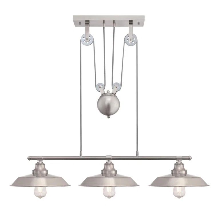 Brushed Nickel 3-Light Industrial Island Pendant