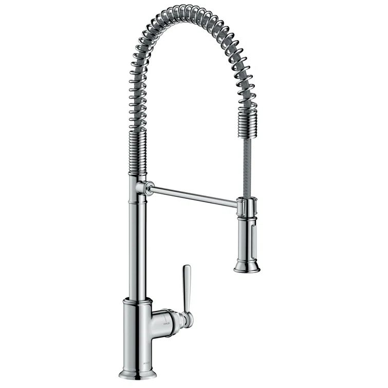 Chrome 24.5" Brass Traditional Kitchen Faucet with Pull-out Spray