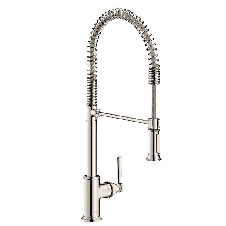Classic Nickel 24.5" Pull-Out Spray Kitchen Faucet in Steel Optik