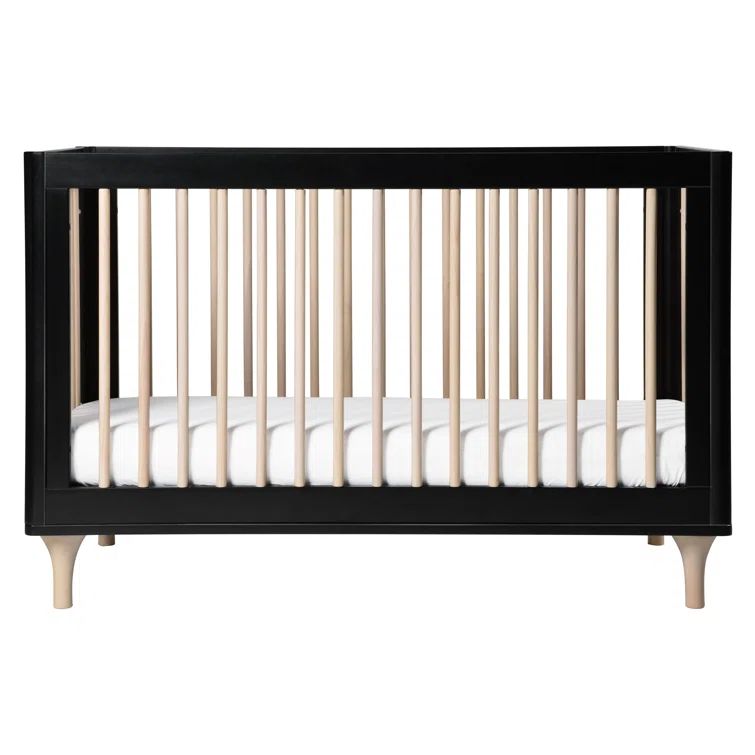 Black and Natural Pine 3-in-1 Convertible Crib with Toddler Bed