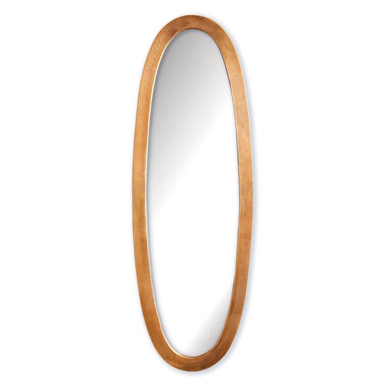 Gold Elongated Oval Wood Wall Mirror