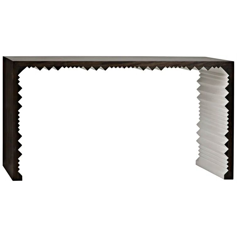 Nelson 60'' Ebony Walnut and White Carved Detail Console Table