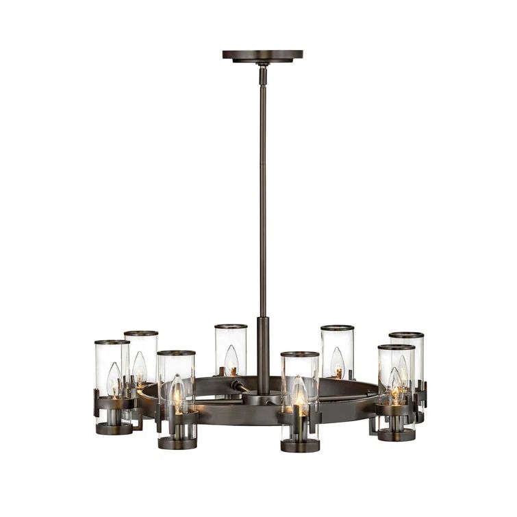 Reeve 27'' Black Oxide 8-Light Elegant Glass Cylinder Chandelier