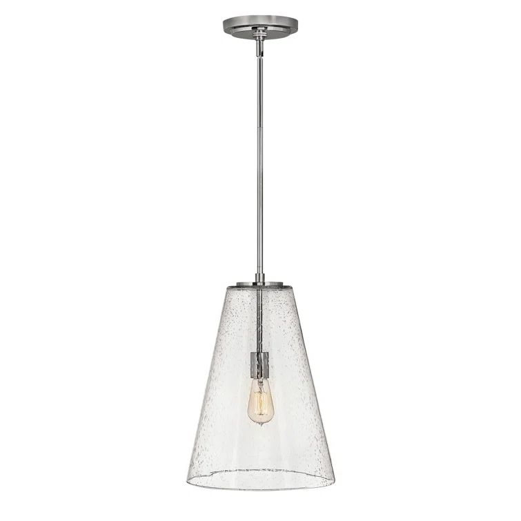 Polished Nickel Glass LED Single Pendant Light