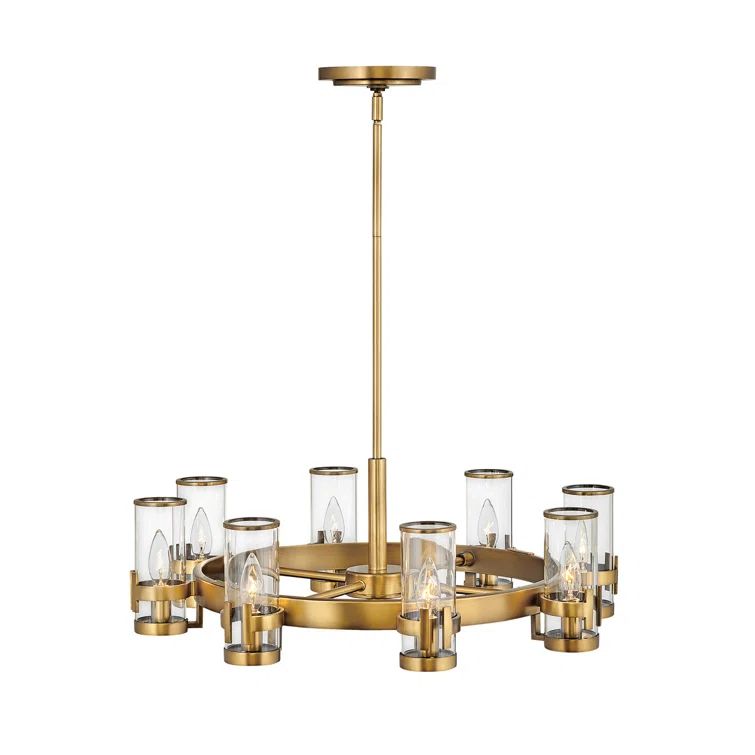 Reeve Heritage Brass 8-Light Wagon Wheel Chandelier with Clear Glass