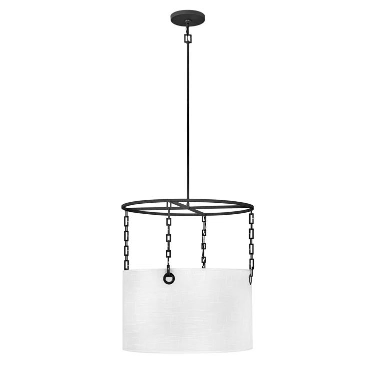 Tribeca 24" Black and White Linen Drum Chandelier