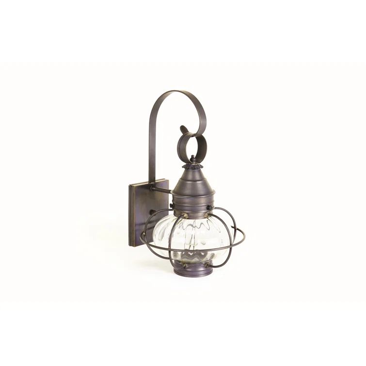 Dark Brass Optic Glass Outdoor Wall Lantern