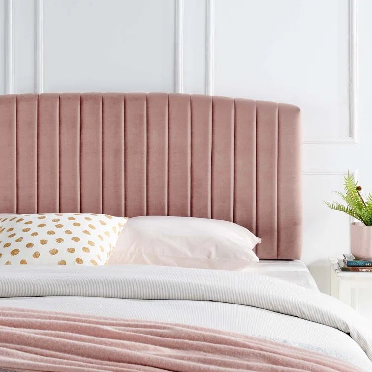 Dusty Rose Velvet Full/Queen Upholstered Tufted Headboard