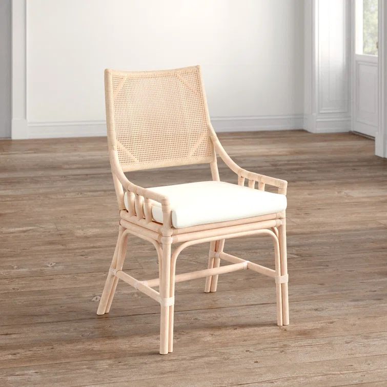 Donatella Transitional Natural White Wash Rattan Armchair with Cushion