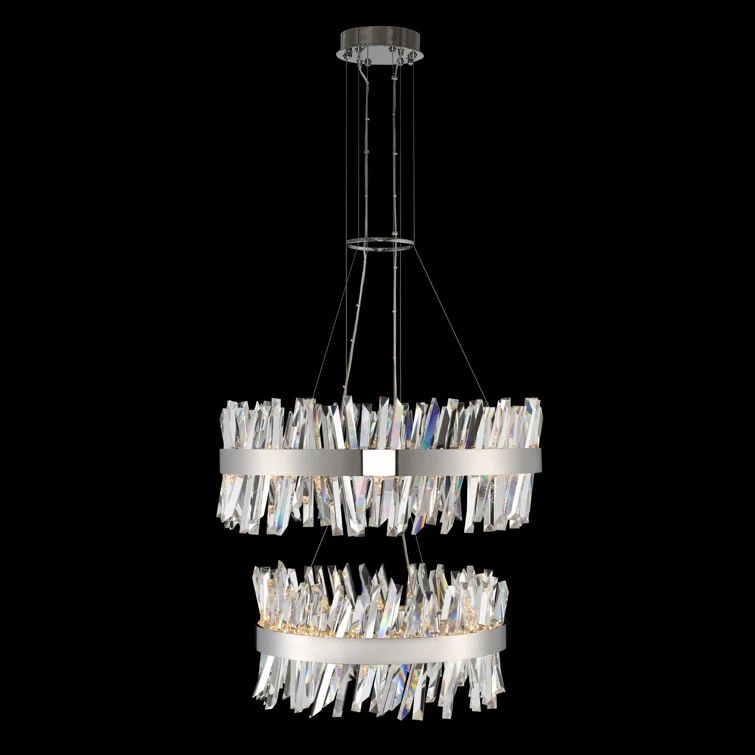 Matte Black Crystal LED Two-Tier Pendant Light