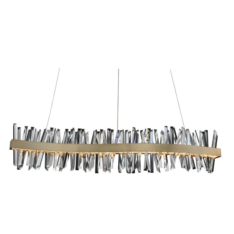 Allegri Glacier 60" LED Wave Island Light in Matte Black & Gold