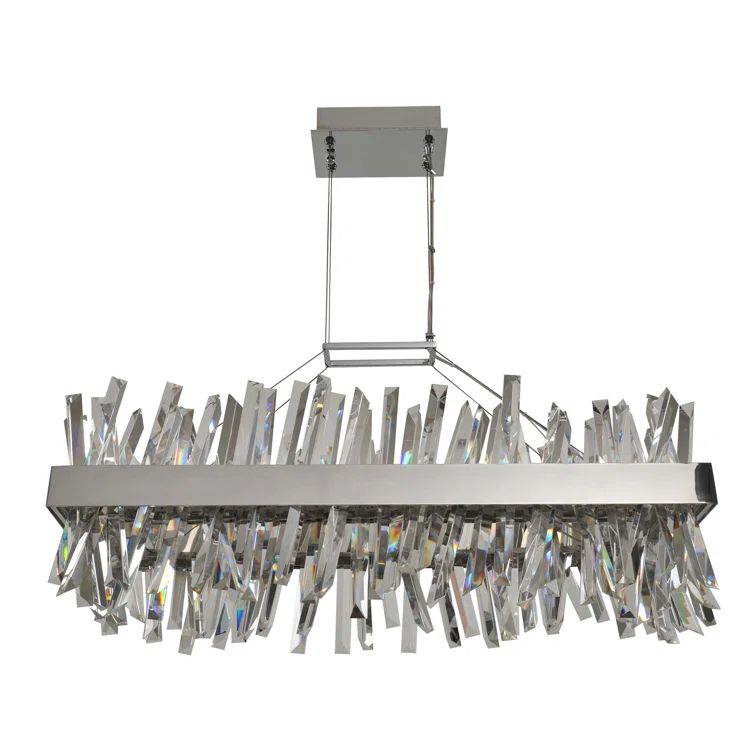 Glacier 36-Inch Chrome LED Crystal Island Pendant