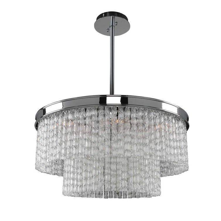 Savena Crystal Chrome 8-Light 25" Drum Chandelier