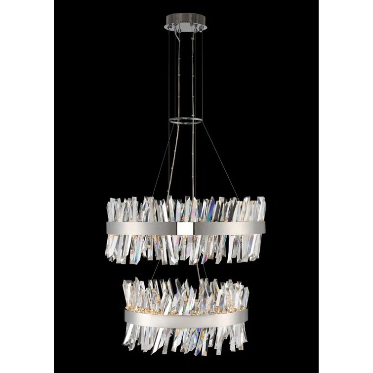 Glacier Matte Black and Chrome LED Crystal Pendant Light