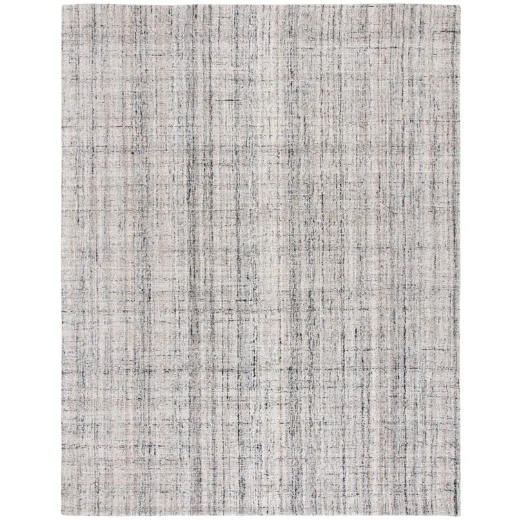 Hand-Tufted Camel and Black Wool Blend Abstract Area Rug, 10' x 14'