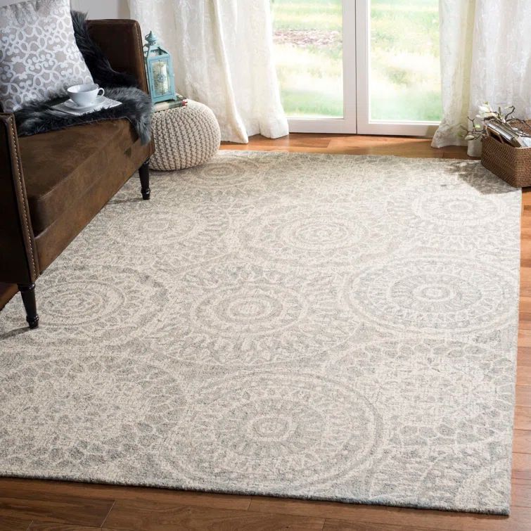 Gray Abstract Handmade Wool 4' x 6' Tufted Area Rug