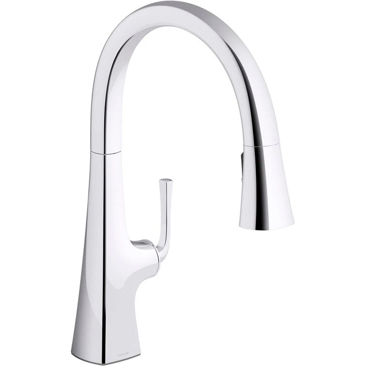 Polished Chrome Pull-Down Kitchen Faucet with Sprayhead