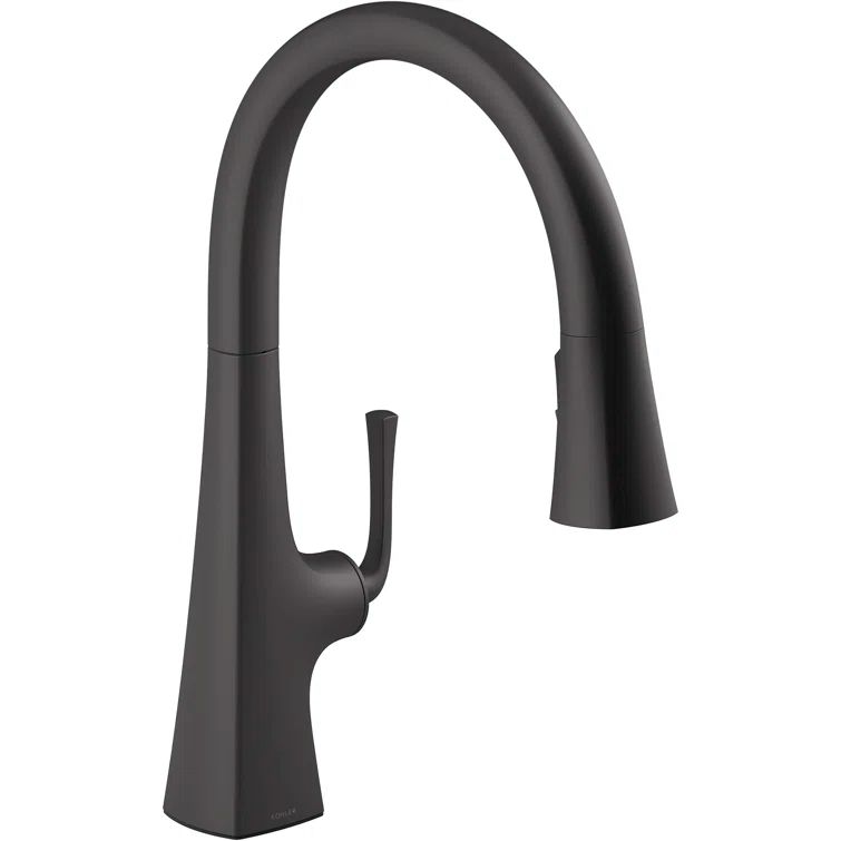 Matte Black Pull-Down Kitchen Faucet with Sprayhead