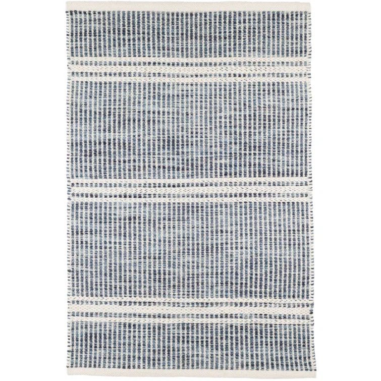 Malta Blue Handwoven Wool Striped Area Rug
