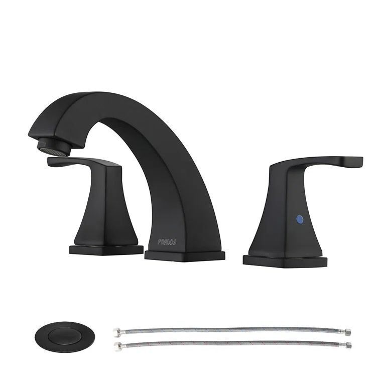 Matte Black Widespread 2-Handle Bathroom Faucet with Drain Assembly
