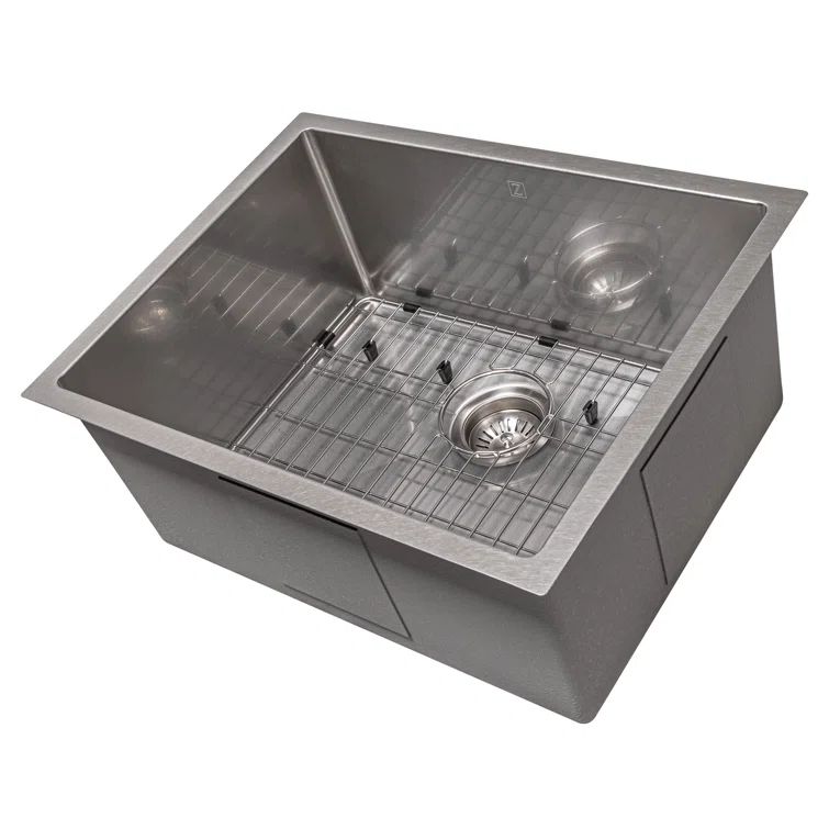 23" Stainless Steel Drop-in Single Bowl Kitchen Sink with Bottom Grid