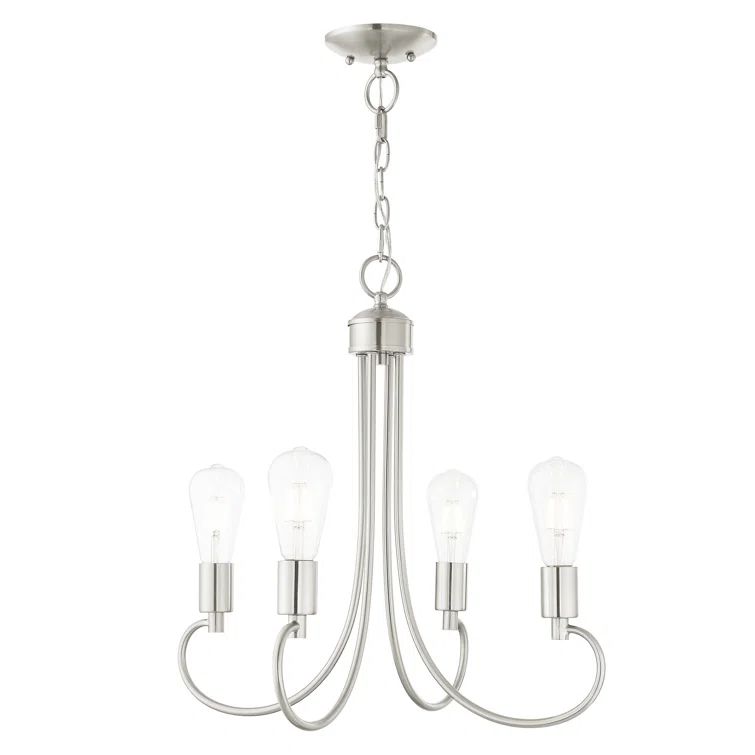 Elegant Mid-Mod 7-Light Brushed Nickel & Crystal Chandelier