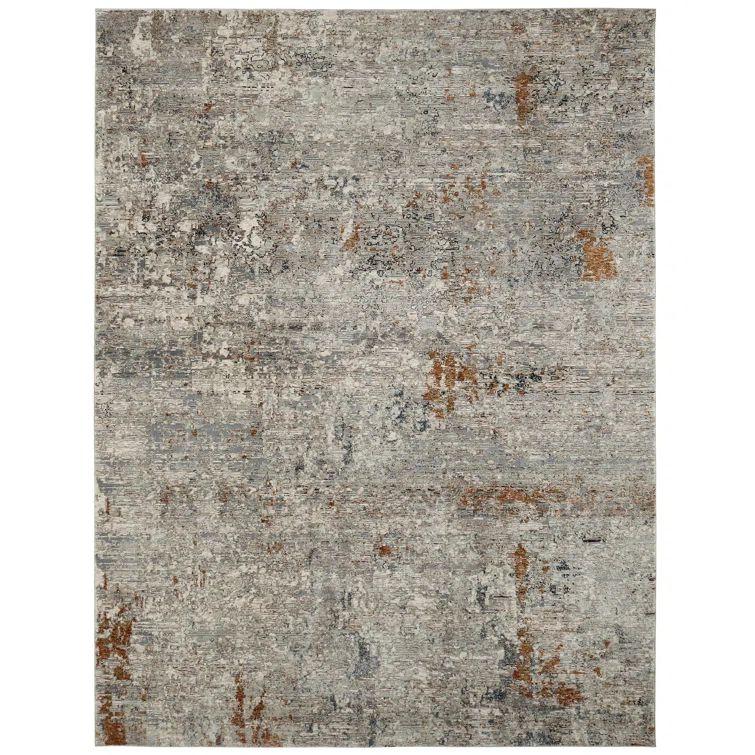 Gray and Beige Hand-knotted Viscose Runner Rug