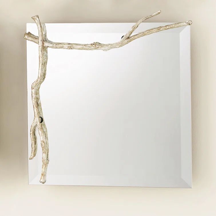 Rectangular Frameless Silver Leaf Twig Mirror